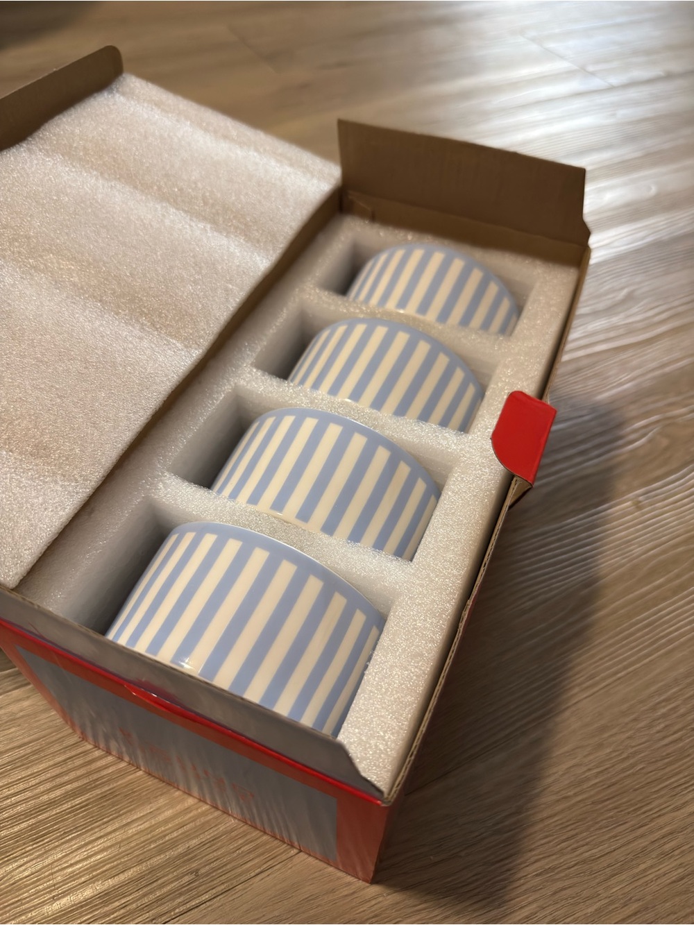 Round House Sicily Stripe Set of 4 Dip Bowls Blue & White New in Box